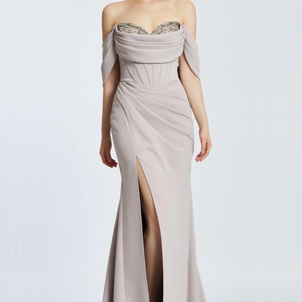 Sweetheart Embellished Powder Corset Off Shoulder Corset Gown